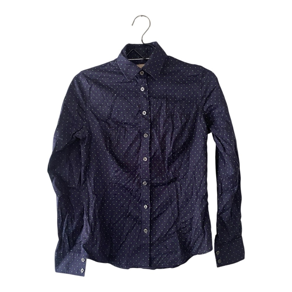 Banana Republic Navy Polka Dot Tailored Fit Button Down Shirt Women’s Size 4
